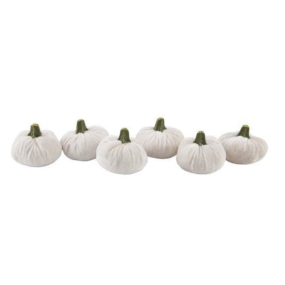 S/6 CREAM VELVET PUMPKINS IN BOX(SM)