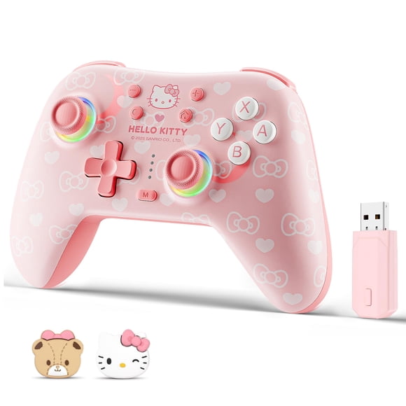 Controlador Inalámbrico Kuitmor Hello Kitty para Switch Rosa 1000mAh