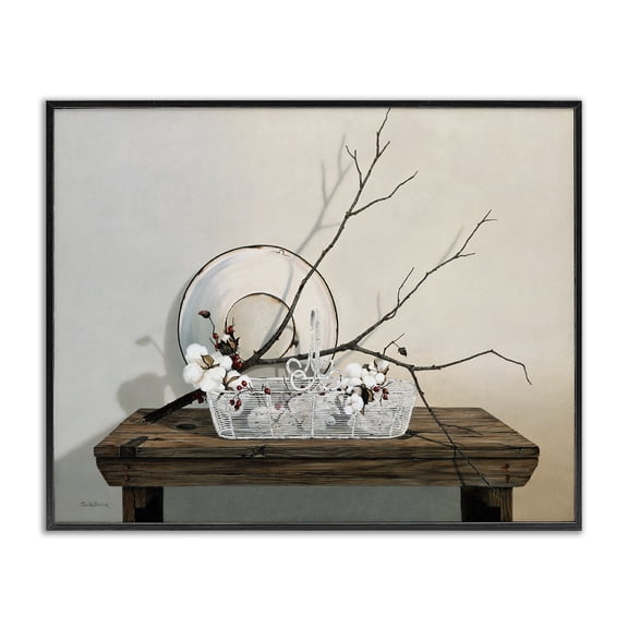 Stupell Industries Farmhouse Winter Farm Table Still Life Black Framed Giclee Art, 14 x 11, by Cecile Baird
