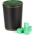 thumbnail image 3 of 1 vaso de dados de cuero PU forrado con fieltro de terciopelo, con 5 agitadores silenciosos de dados estándar, adecuado para bar, fiesta y juegos familiares (2 piezas en verde) ER, 3 of 3
