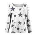 thumbnail image 4 of ZQUUVOU Women's Star Print T-Shirts Long Sleeve Asymmetrical Button Collar Loose Casual Graphic Tops Streetwear White, 4 of 7