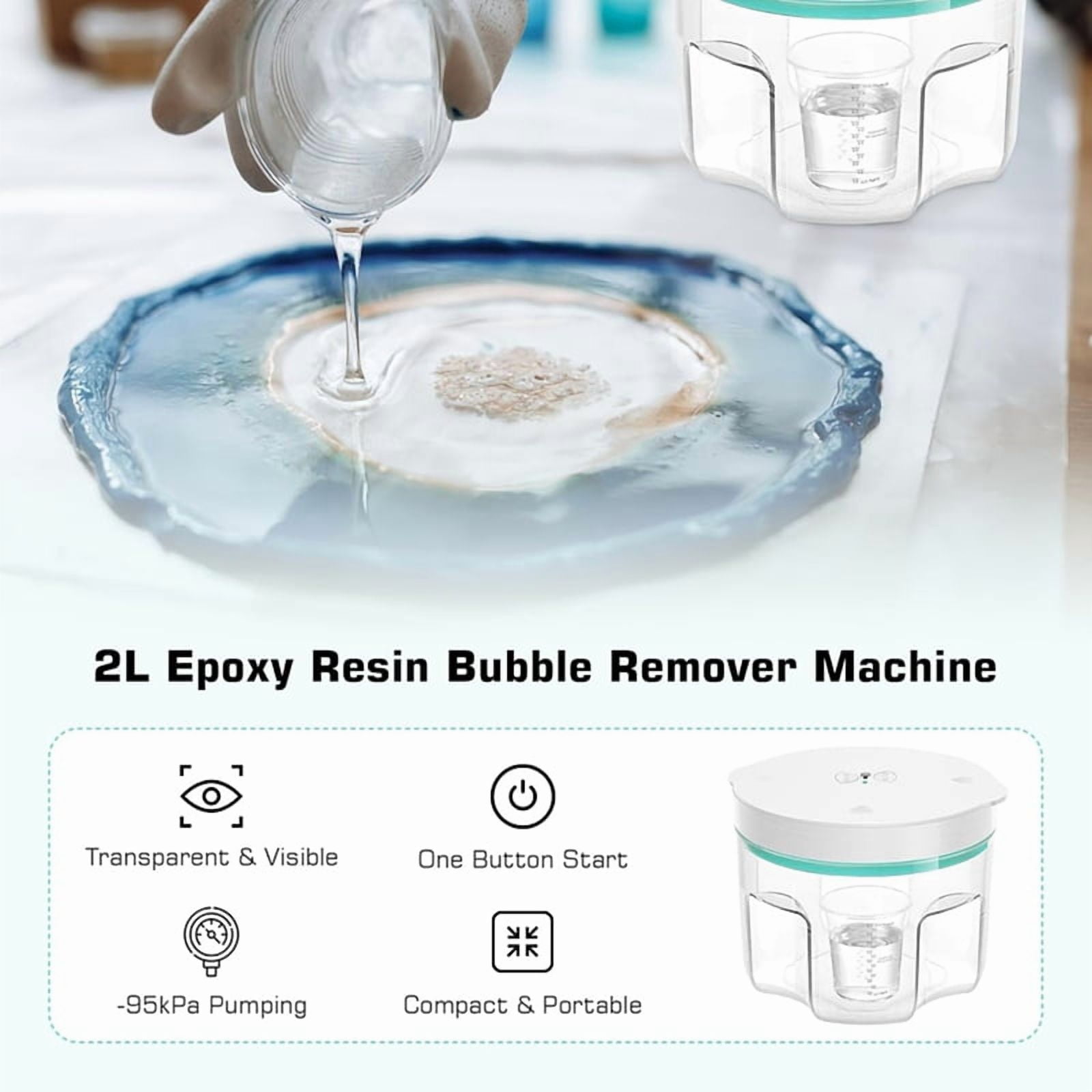 Resin Bubble Remover,2L 99.9% Bubble Removal in 5Min,Vacuum Degassing for Epoxy Resin,Silicone Molds Us Plug