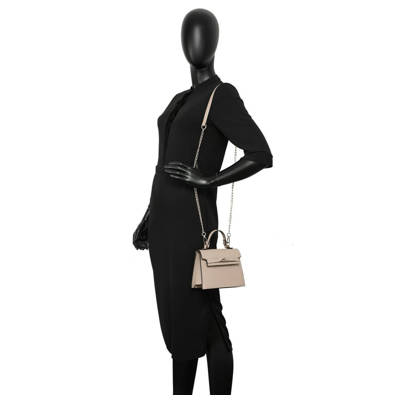 XB Womens Mini Satchel Crossbody Bag Faux Leather Shoulder Handbag Top  Handle Tote with Chain Strap 