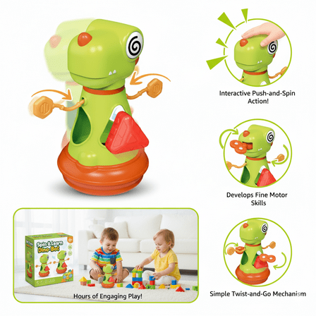 Baby Dinosaur Activity Toy - Sensory Development Toy with Shape Sorter, Toddler Fine Motor Skills Toy for 1-3 Years Old