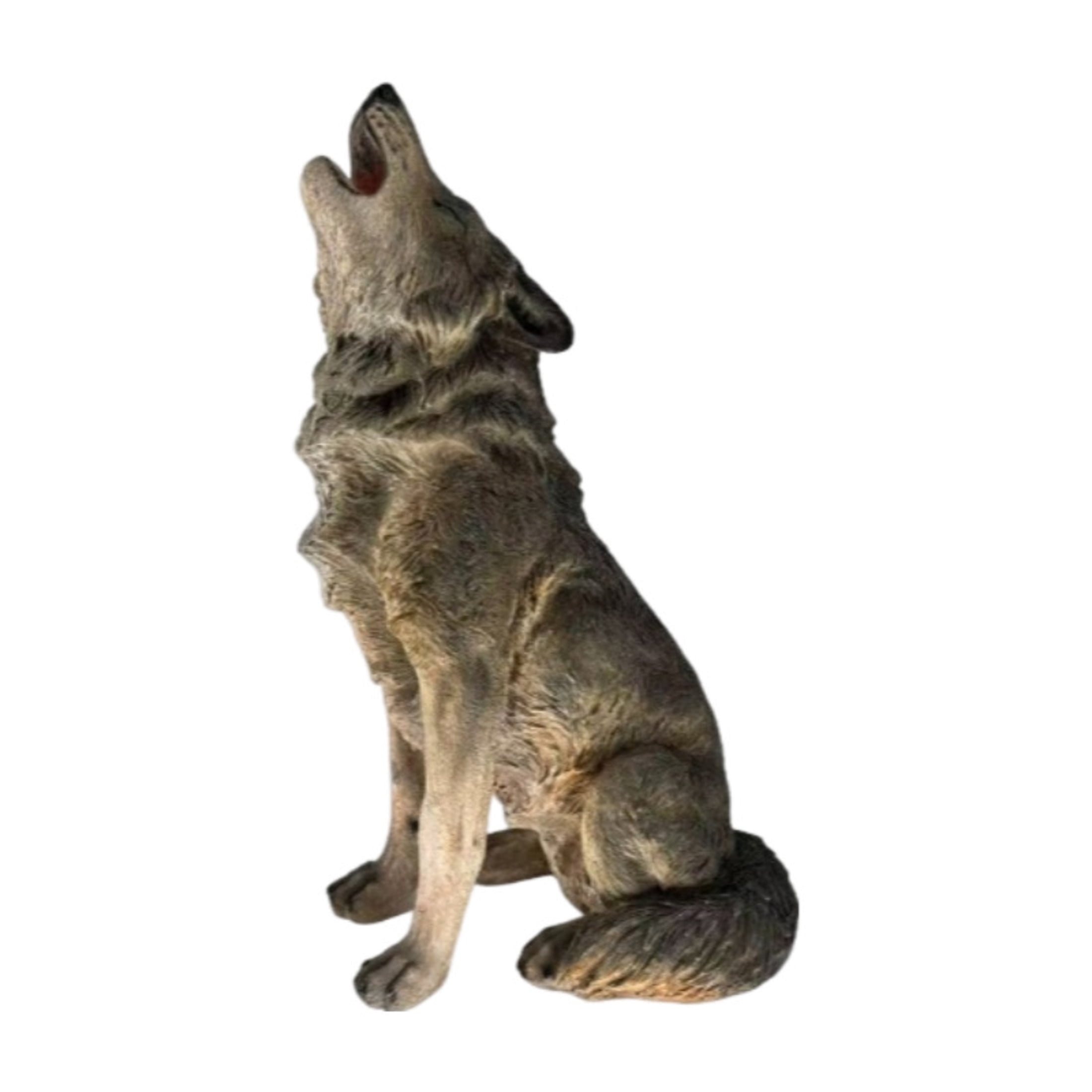 GDF Studio Howling Wolf Resin Indoor/Outdoor Guardian Statue, Weather-Resistant Decor Figurine for Garden & Courtyard