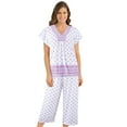 thumbnail image 2 of Collections Etc Border Floral Print Capri Pajama Set Color: Lilac Size: X LARGE, 2 of 3