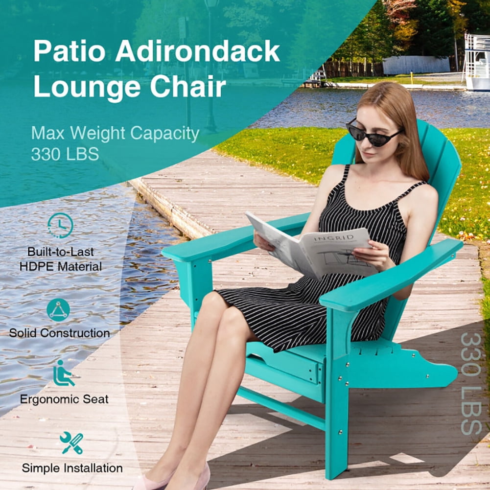 Aimee Lii Patio HDPE Chair with Retractable Ottoman, Outdoor Patio Furniture, Turquoise Aimee Lii Patio HDPE Chair with Retractable Ottoman, Outdoor Patio Furniture, Turquoise