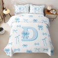 thumbnail image 2 of meiyoeat Bow Letter D Twin Quilt Set for Girls, Gingham Ribbon Twin Coverlet Set for Bedroom, Blue, 2pcs, 2 of 7
