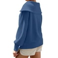 thumbnail image 4 of Hanerdun Women Sweatshirts Female Half Zip Pullover Blouss Casual Top Blue L, 4 of 5