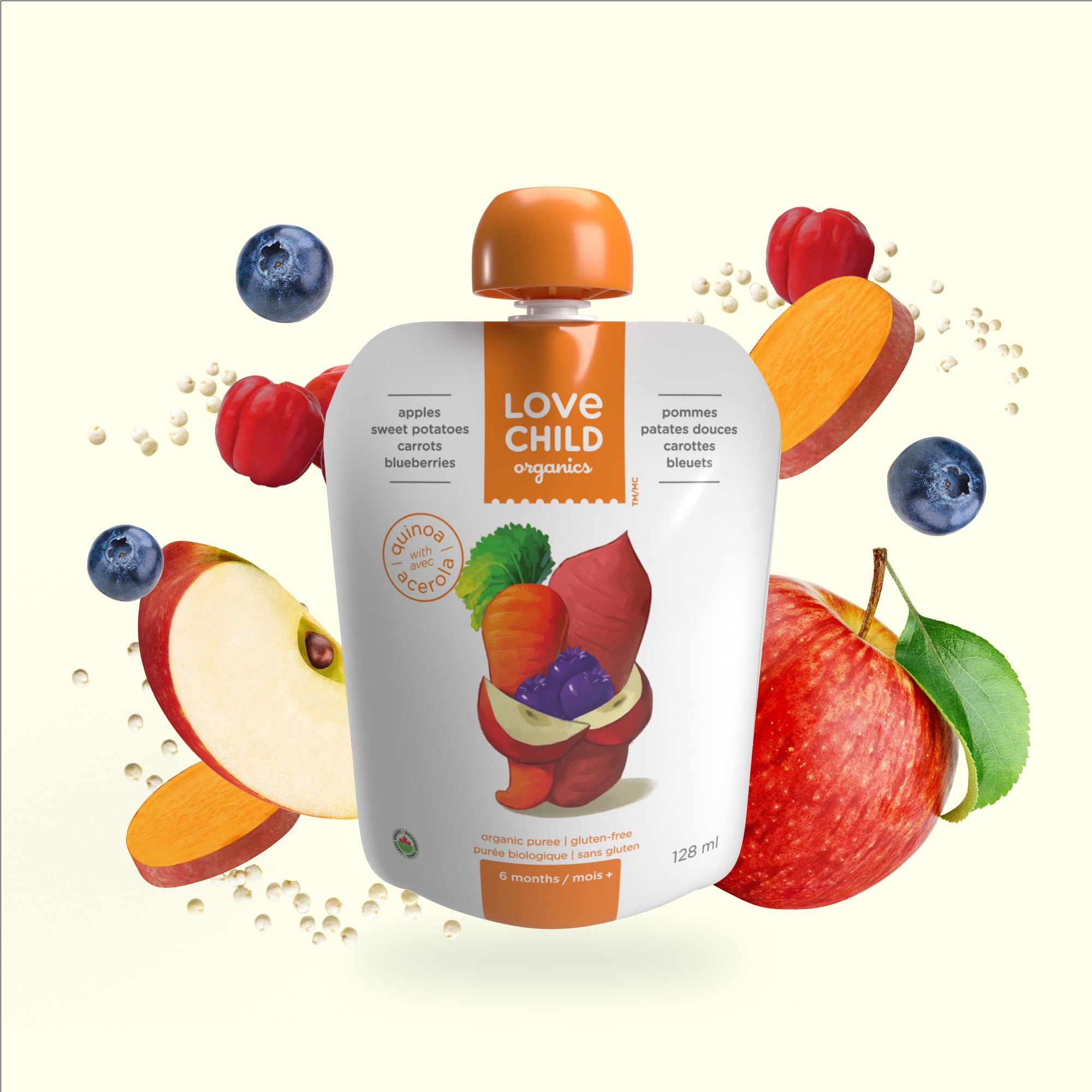 Love Child Organics Superblends Apples, Sweet Potatoes, Carrots + Blueberries Puree 128ml Pouch, 128 mL