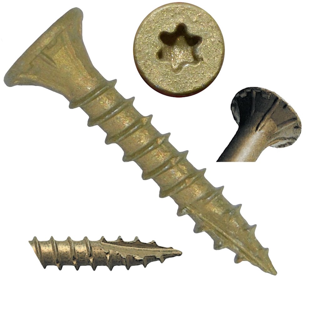 8 x 3/4" Bronze Star Exterior Coated Wood Screw Torx/Star Drive Head