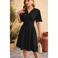 thumbnail image 6 of Women'S Dress 2025 Summer Deep V Neck Elegant Ruffle Mini Dress Waist Dresses Black XL, 6 of 9