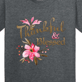 thumbnail image 4 of Inktastic Thankful and Blessed Inspirational Saying with Pink Flowers Youth T-Shirt, 4 of 5