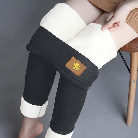 Aboser Fleece Lined Leggings Women 2024 New Pants Slimming High Waisted Tights Thicken Thermal Yoga Pants Fluffy Wool Pants