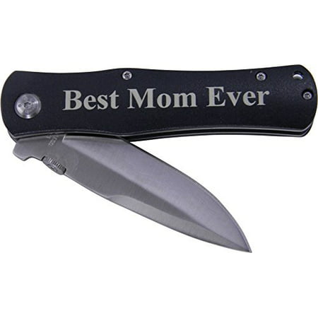 Best Mom Ever Folding Pocket Knife - Great Gift for Mothers's Day Birthday or Christmas Gift for Mom Grandma Wife (Black