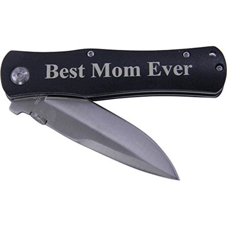 Best Mom Ever Folding Pocket Knife - Great Gift for Mothers's Day Birthday or Christmas Gift for Mom Grandma Wife (Black (Best Name Brand Knives)