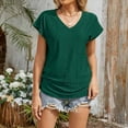 thumbnail image 6 of SEAOPEN Deals Womens Summer Tops Trendy 2025 Short Sleeve Tshirts Shirts V Neck T Shirts Fashion Today Deals Green,XL, 6 of 6