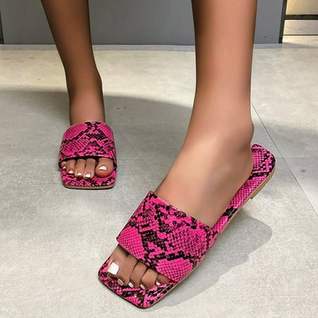 

〖Yilirongyumm〗 Red 39 Slippers For Women Large Fish Women s Mouth Fashion Print Slippers Size Sandals And Flat Snake Women s Slipper