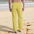 thumbnail image 5 of Cotton Linen Pants for Mens Straight Leg Elastic Waist Lightweight Trousers Beach Relaxed Loungewear with Pockets, 5 of 7