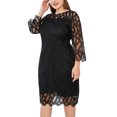 thumbnail image 4 of BSDJILFG Plus Size Dresses for Women Long Sleeve Crew Neck Mesh Embroidered Lace Sequin Short Mini Dresses Fall ,L-5XL, 4 of 5
