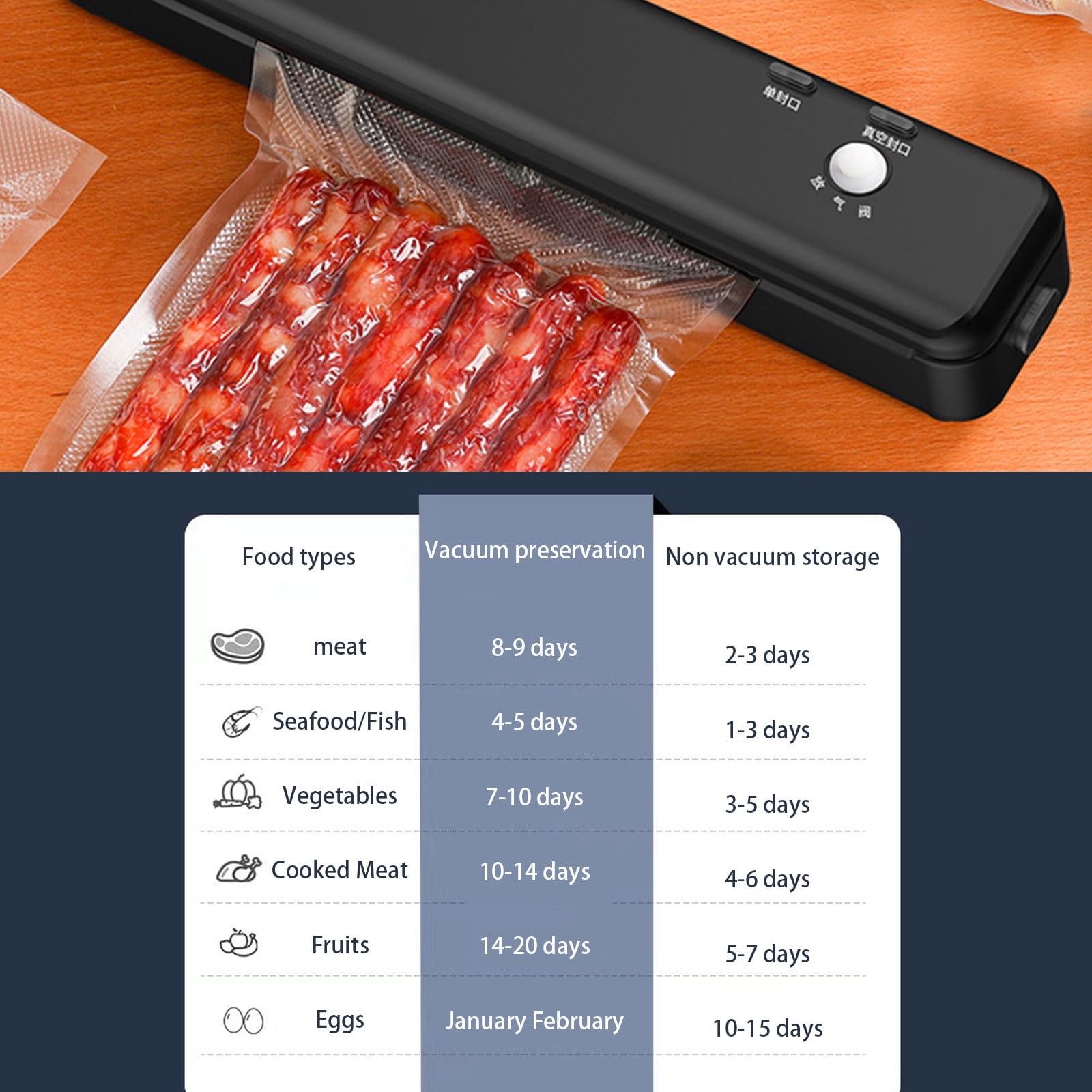 PureCasa Electric Vacuum Sealer for Food Storage & Preservation, 110V 80W Automatic Vacuum Sealer Household Packaging Machine for Plastic Bags, Kitchen Supplies, 13.8"x2.6"x2", 1PC, Black