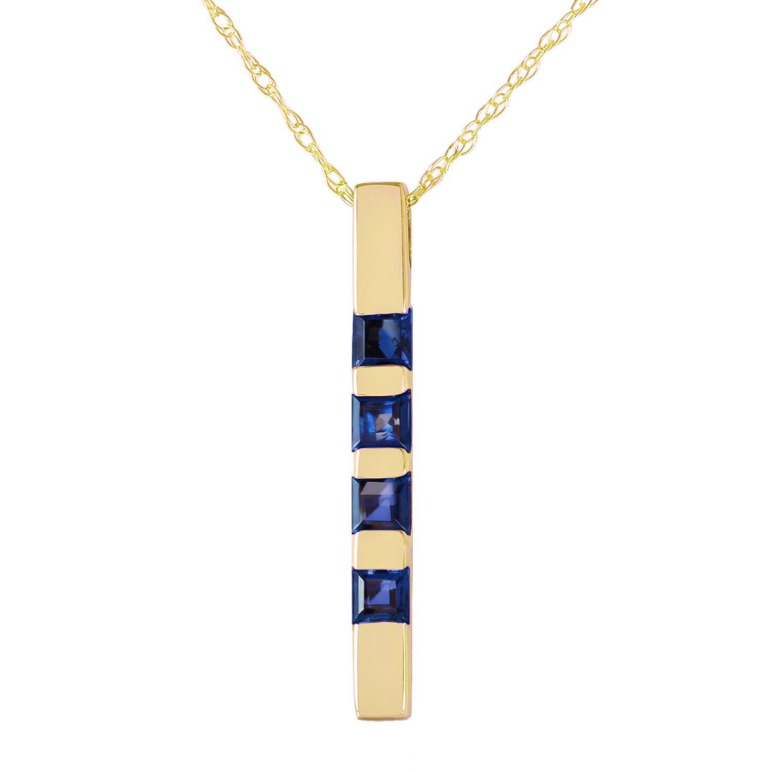 Galaxy Gold 14K Solid Gold 0.35 Carat Natural Sapphire Pendant Necklace for Women - Yellow Gold Fine Jewelry