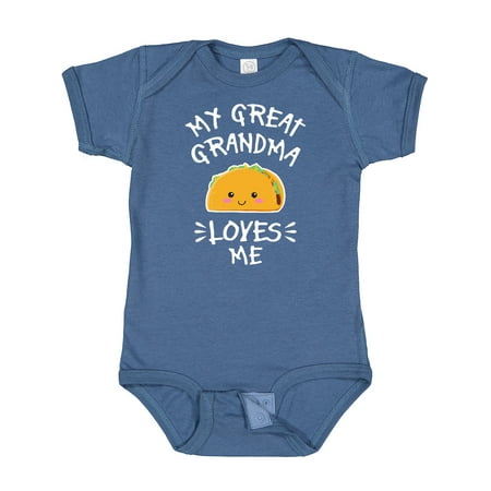 

Inktastic My Great Grandma Loves Me with Taco Illustration Boys or Girls Baby Bodysuit