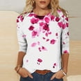 thumbnail image 2 of Blouses for Women 3/4 Sleeve Crew Neck Solid Color Shirts Casual Fashion Tops, 2 of 5