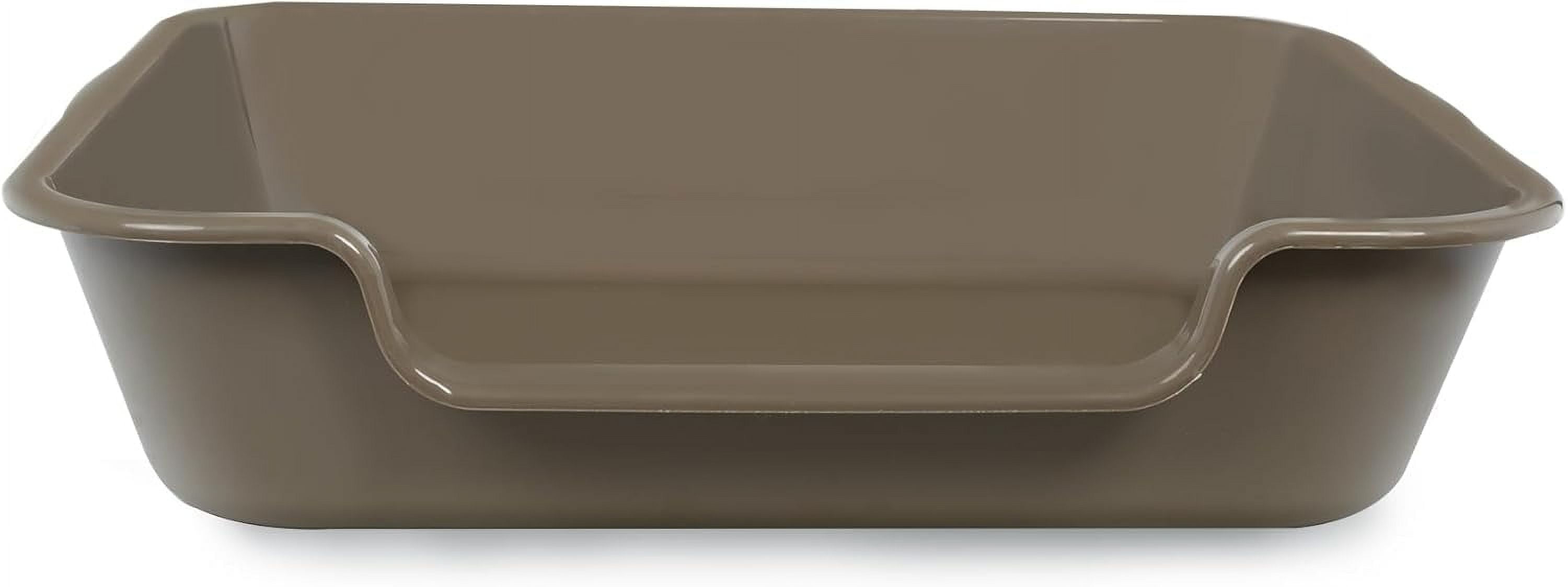 1 Pack of Extra Large Cat Litter Box (ABS Material), Low Entry Senior Litter Pen for Geriatric Kitty Big Cats, Jumbo Pet Safe Litter Boxes for Indoor Pets Potty (Light Brown, 24" L x 20" W)