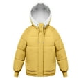thumbnail image 6 of Zedker Women Puffer Jacket Full Length Collar Detachable Hood Warm Winter Coat, Plus Size Yellow S, 6 of 6