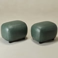 thumbnail image 4 of 23" Wide Faux Leather Upholstered Ottoman Set of 2, Mid-Century Modern Living Room Footrest with Soft Padded Seat, Footstool for Bedroom, Entryway or Living Room, Green, 4 of 9