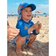 thumbnail image 4 of BemeyourBBs Newborn Baby Boy Girl One Piece Swimsuit With Sun Hat Infant Bathing Suit Rash Guard Sea Animal Octopus Print Long Sleeve Zipper Swimwear Summer Beachwear, 4 of 9