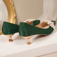 thumbnail image 6 of SCHUHLAND Green Silk Floral Crystal Pointed Toe Pumps for Women, Comfortable Medium Heels for Wedding & Party, 6 of 16