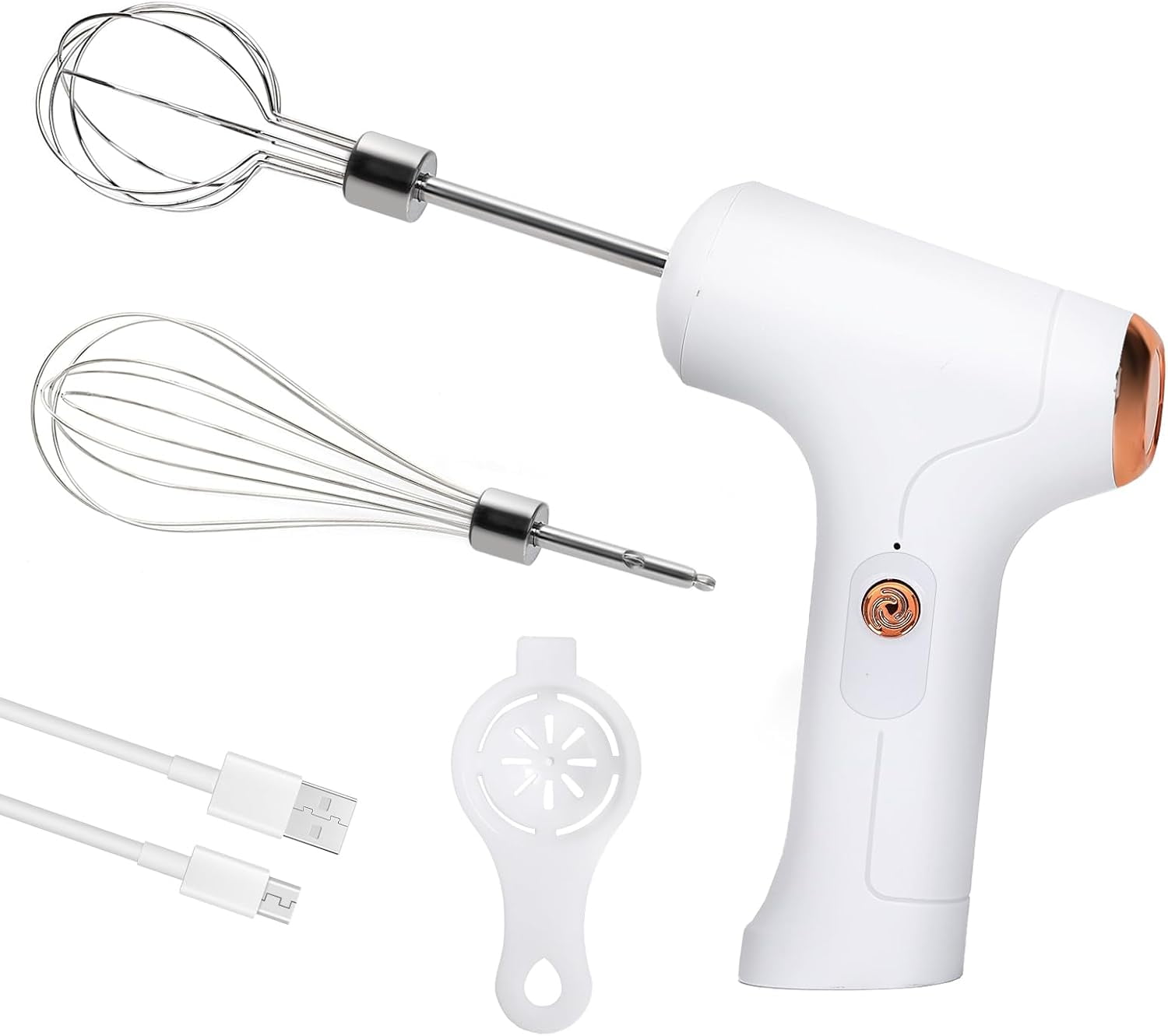 ABCISI Portable Cordless Hand Mixer, Handheld Electric Whisk with 3 Speed Modes, Egg Beater with 2 Detachable Stir Whisks for Eggs/Milkshake Cream/Butter/Baby Food  (Green)