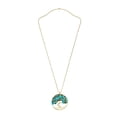 thumbnail image 4 of Turquoise-Tiger's Eye Stone Eternal Tree of Life Brass Long Necklace, 4 of 7