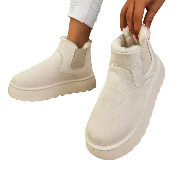 POROPL Womens Snow Boots Ankle Winter Flat Warm Shoes,Boots for Saving Size 6.5