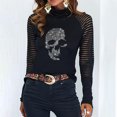 thumbnail image 1 of Pntutb moda mujer cuello alto ahueca hacia fuera la manga larga camiseta otoño blusa sólida tops Pntutb Pntutb-3864, 1 of 8
