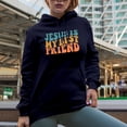 thumbnail image 2 of Jesus Is My Best Friend, Being Friends with God Quote, Groovy Retro Wavy Text Merch Gift, Navy Blue Hooded Sweatshirt or Hoodie, 3XL, 2 of 5