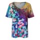 thumbnail image 3 of Gibobby Camiseta de manga corta con cuello en V Camiseta suelta informal con cuello en V para mujer, blusa manga corta con estampado(Morado,CH), 3 of 5