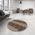 thumbnail image 4 of Ahgly Company Machine Washable Indoor Round Transitional Dark Brown Area Rugs, 3' Round, 4 of 7