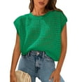 thumbnail image 2 of Womens Spring Tops 2026 Summer Shirts Crochet Cap Sleeve Sweater Pullover Cute Beach Vacation Clothes Green S, 2 of 5