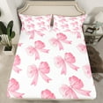 thumbnail image 2 of Castle Fairy Kawaii Ribbon Bowknot 3Pcs Twin Sheet Sets for Women Girls Children,Pink White Twin Fitted Sheet,Dreamy Princess Breathable Flat Sheet,Luxury Bedroom Decor, 2 of 7