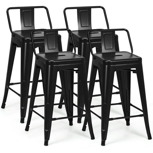 Low Back Metal Counter Stool, 24 Inch Swivel Bar Stools Set Of 4