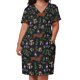 thumbnail image 3 of Gnomo y perro salchicha en el bosque de hongos, fondo negro, vestido holgado con bolsillos, ropa vintage para mujer., 3 of 7