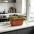 thumbnail image 5 of Specollect 1 Pcs Modern Rectangular Planter for Balcony, Faux Ceramic Style Breathable Plastic Pot for Growing Vegetables Flowers, Retro Decorative Plant Container, 5 of 9