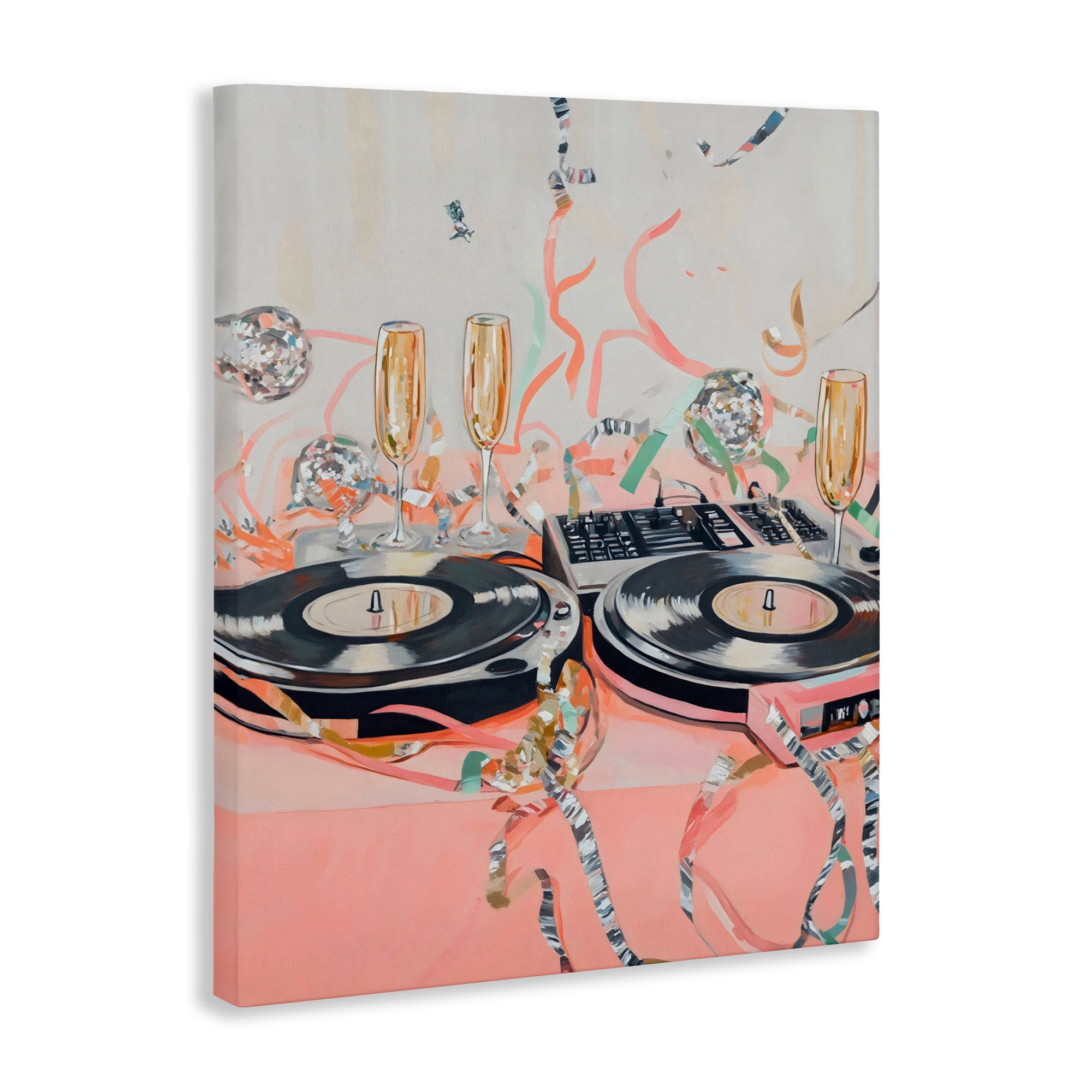 Stupell Industries Retro Turntable & Champagne Party Canvas Wall Art, design by The Prints Vibe