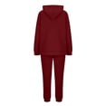 thumbnail image 7 of Dazajoo Jogger Sets for Women 2 Piece Sweatsuits Casual Slit Pullover Hoodies and Drawstring Sweat Pants Fall Long Sleeve Track Outfits,Wine,M, 7 of 7