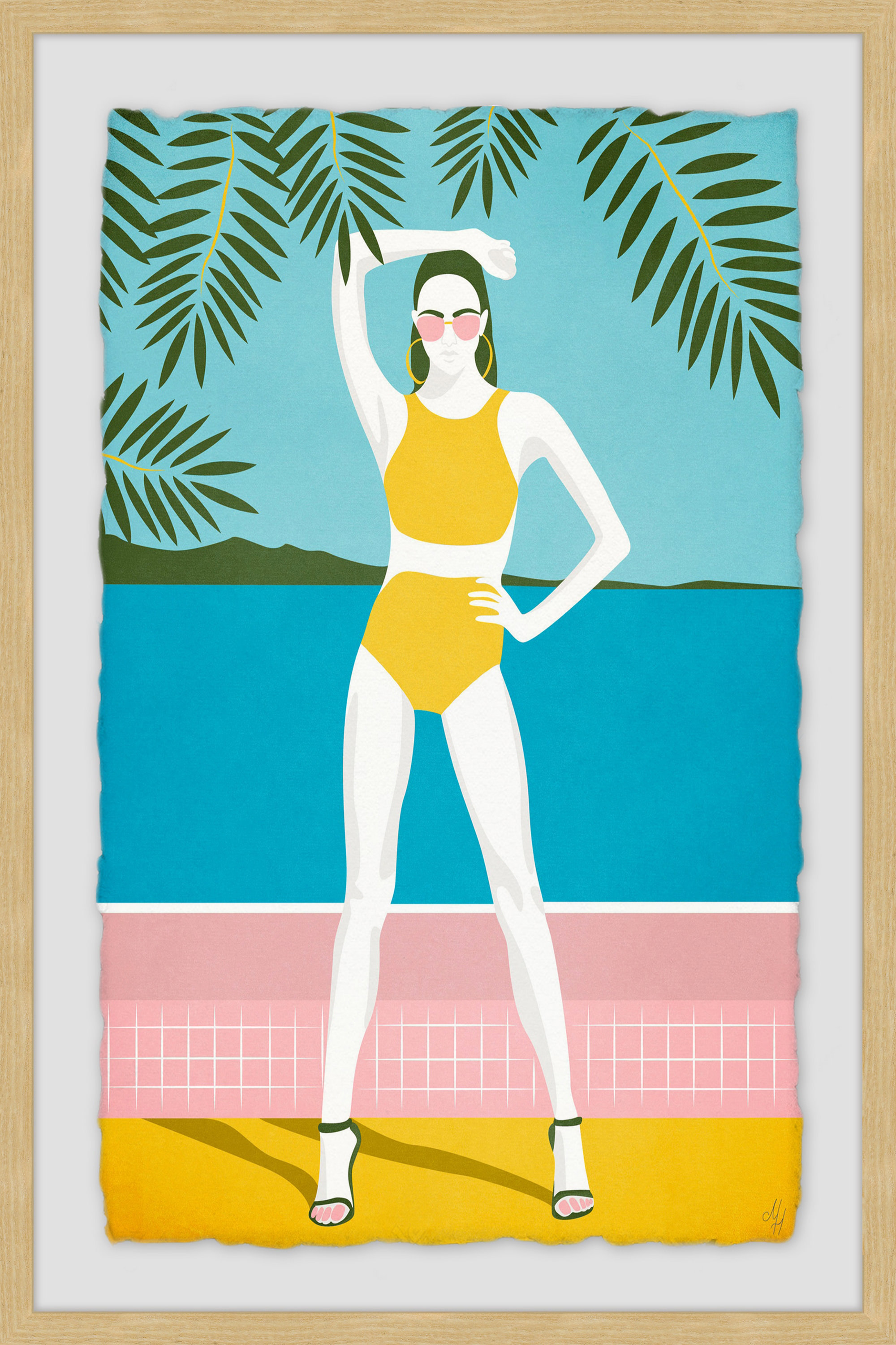 Yellow Bikini Framed Painting Print
