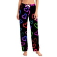 thumbnail image 2 of Hearthz Valentines Pajamas Pants for Women Love Heart Graphic Pajama Pants Womens Drawstring Wide Leg Holidays Sleep Pants for Women, 2 of 7