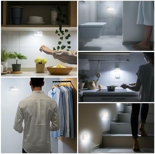 16 Pack Motion Sensor Stair Lights for Indoor, Wireless RGB Battery Operated Night Light, Led Stick On Hallway Closet Under Cabinet Stairway Automatic Lamp for Bedroom Kitchen Bathroom